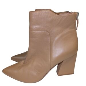 Franco Sarto Venture Soft Leather Boots Tan Size 9.5M Ankle Bootie New No Box